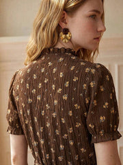 Petal Sleeve All-Over Print Summer Shirt