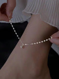 Shein 1pc Simple Luxury Stainless Steel Gold Anklet For Women Waterproof Body Chain Seaside Holiday