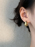 Shein 1 Pair Of Elegant & Charming Round Earrings With 0.03Microns Thick 18k Gold Plating On Copper