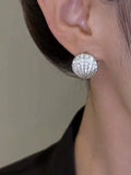 Shein 1pair 2024 Special Four Seasons/French-Style Light Luxury Fan-Shaped Pearl Shell Earrings