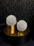 Shein 1pair 2024 Special Four Seasons/French-Style Light Luxury Fan-Shaped Pearl Shell Earrings