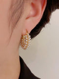 Shein 1pair Luxury & Delicate & Full Faux Pearl & Circular Ear Studs, Korean Style & Niche Design