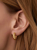 Shein 1pair Stainless Steel Smooth Golden Color Earrings For Women