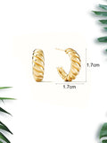 Shein 1pair Stainless Steel Smooth Golden Color Earrings For Women