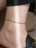 Shein 1pc 18k Gold Plated Stainless Steel Chain Anklet With Birthstone