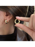 Shein 1pc Metallic Circle Shaped Earring, Gold Color