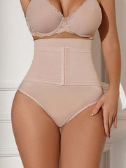 1pc Seamless High Waist Abdominal Control Waist Shaping Panties With Front Clasp Closure