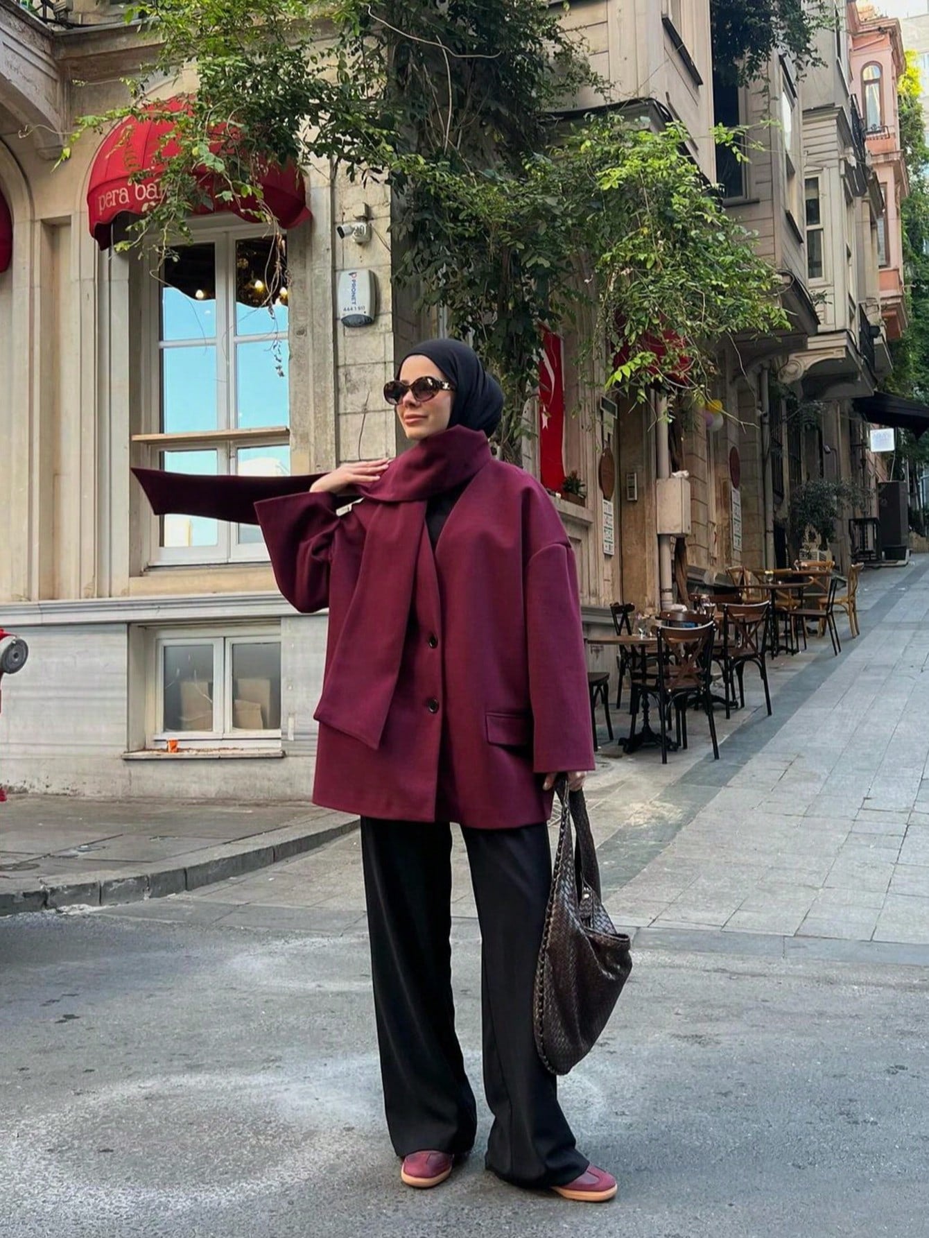 1pc Women's Fashionable & Versatile Solid Color Ribbed Pocket Front Button Wool Blend Jacket