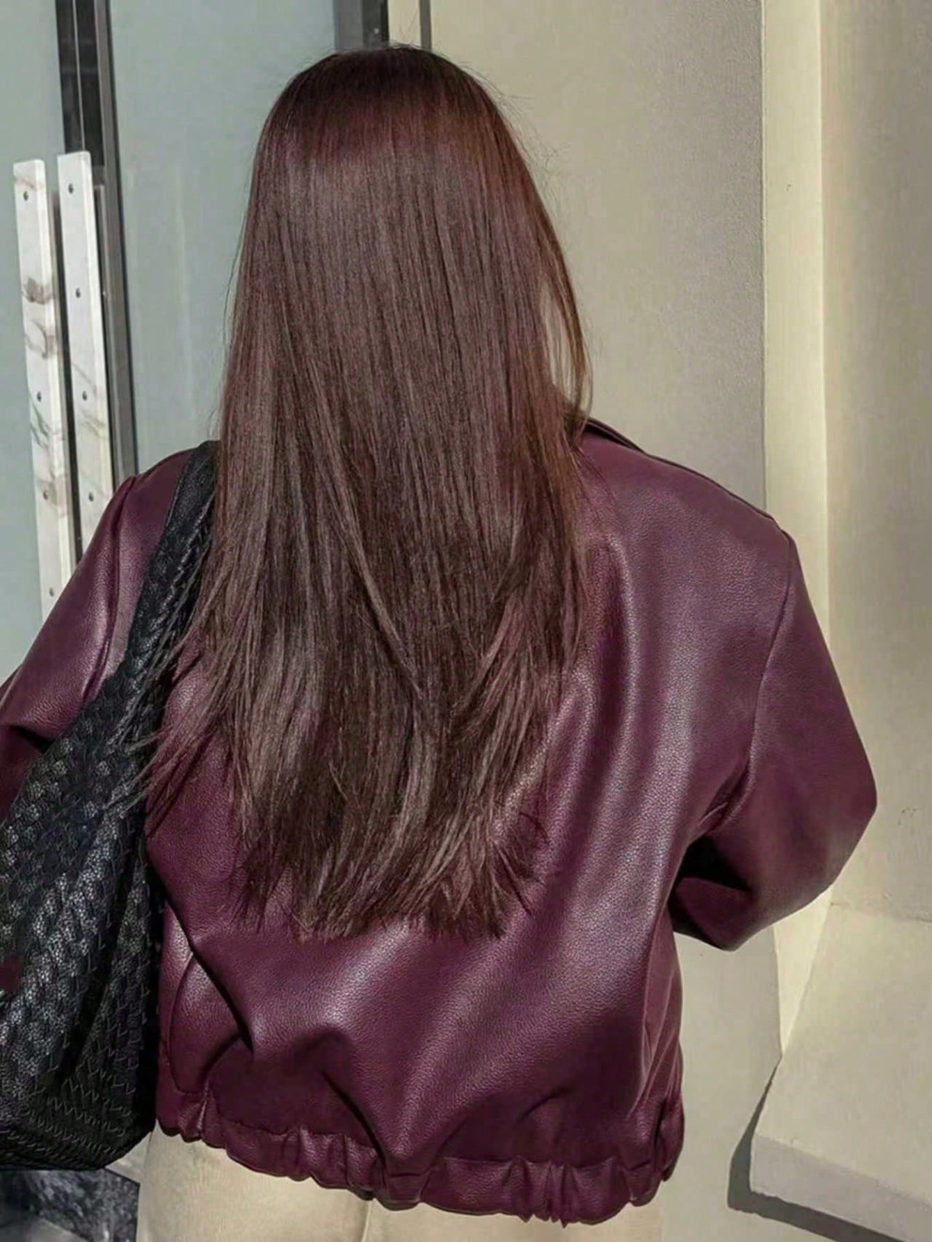 Solid Color Fashionable Loose Matte Leather Jacket