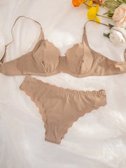 2pcs/Set Seamless Solid Color Everyday Lingerie Set