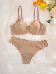2pcs/Set Seamless Solid Color Everyday Lingerie Set