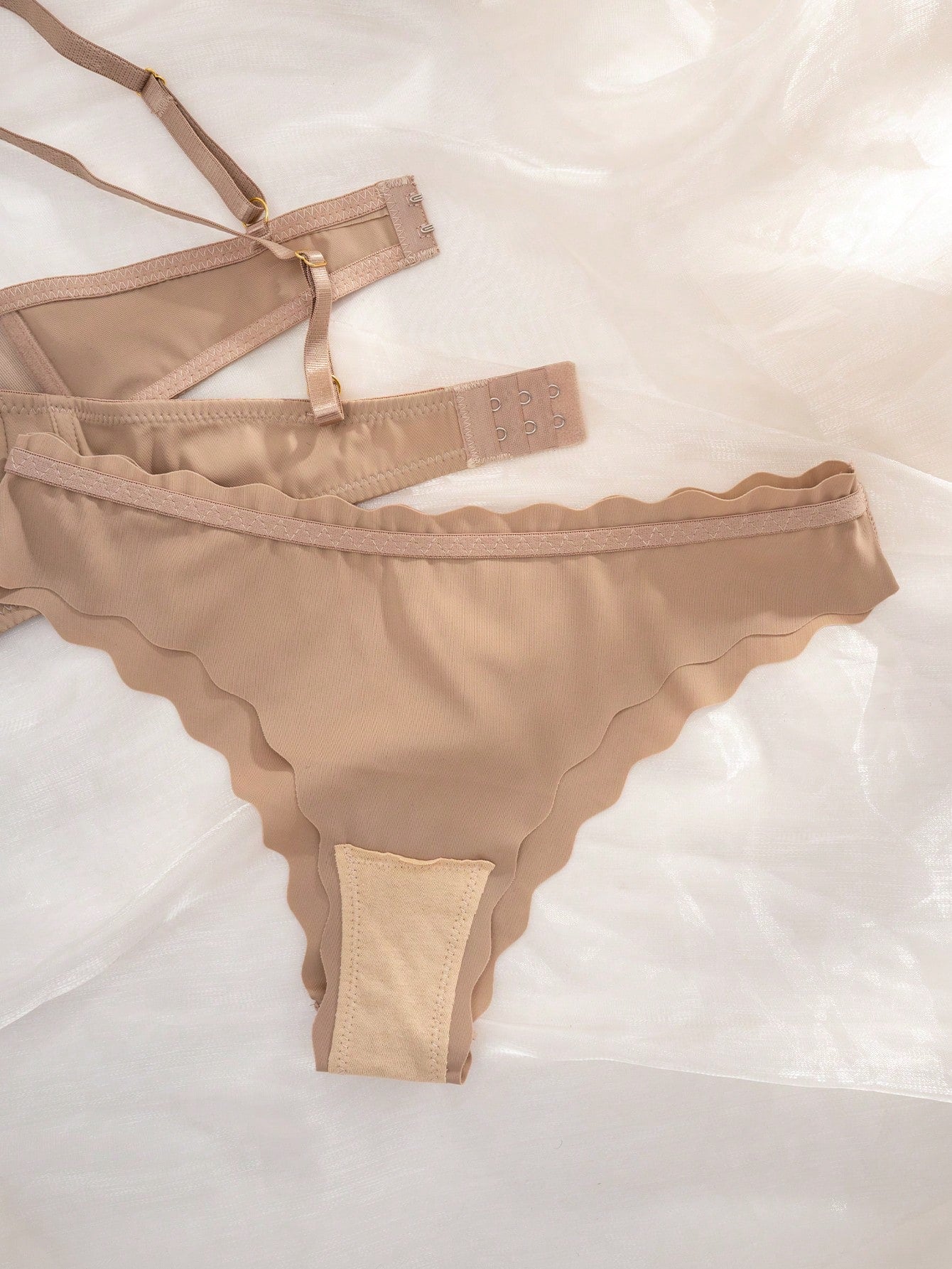 2pcs/Set Seamless Solid Color Everyday Lingerie Set