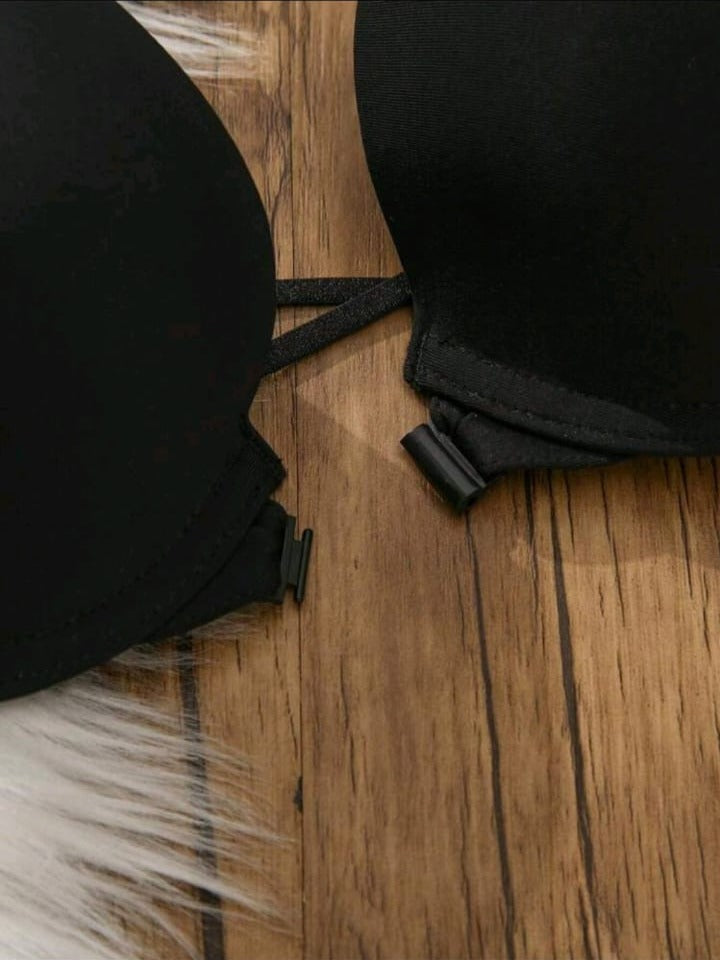 Ladies' Solid Color Back Cross & Front Buckle Bra