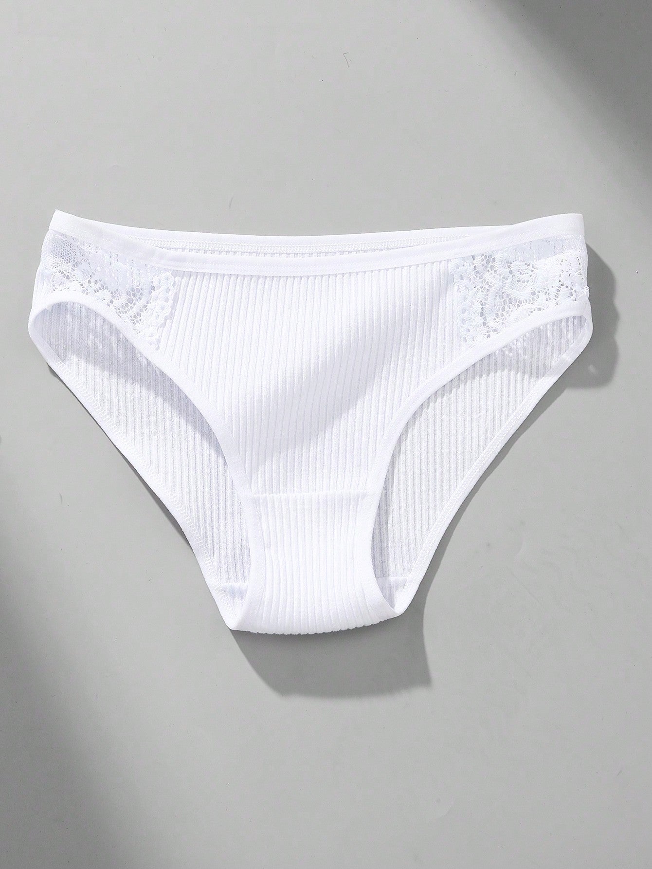4pcs/Set Women's Comfortable Low Waist Contrast Lace Ribbed Panties