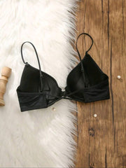 Ladies' Solid Color Back Cross & Front Buckle Bra