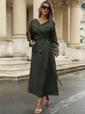 Shein Aveloria Modichic Cross Waist Slim Retro High-End 2 In 1 Lapel Long Sleeve Dress
