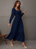 Shein Breezaya Square Neck Ruffle Hem Dress