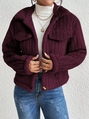 Solid Color Front Button Casual Long Sleeve Jacket