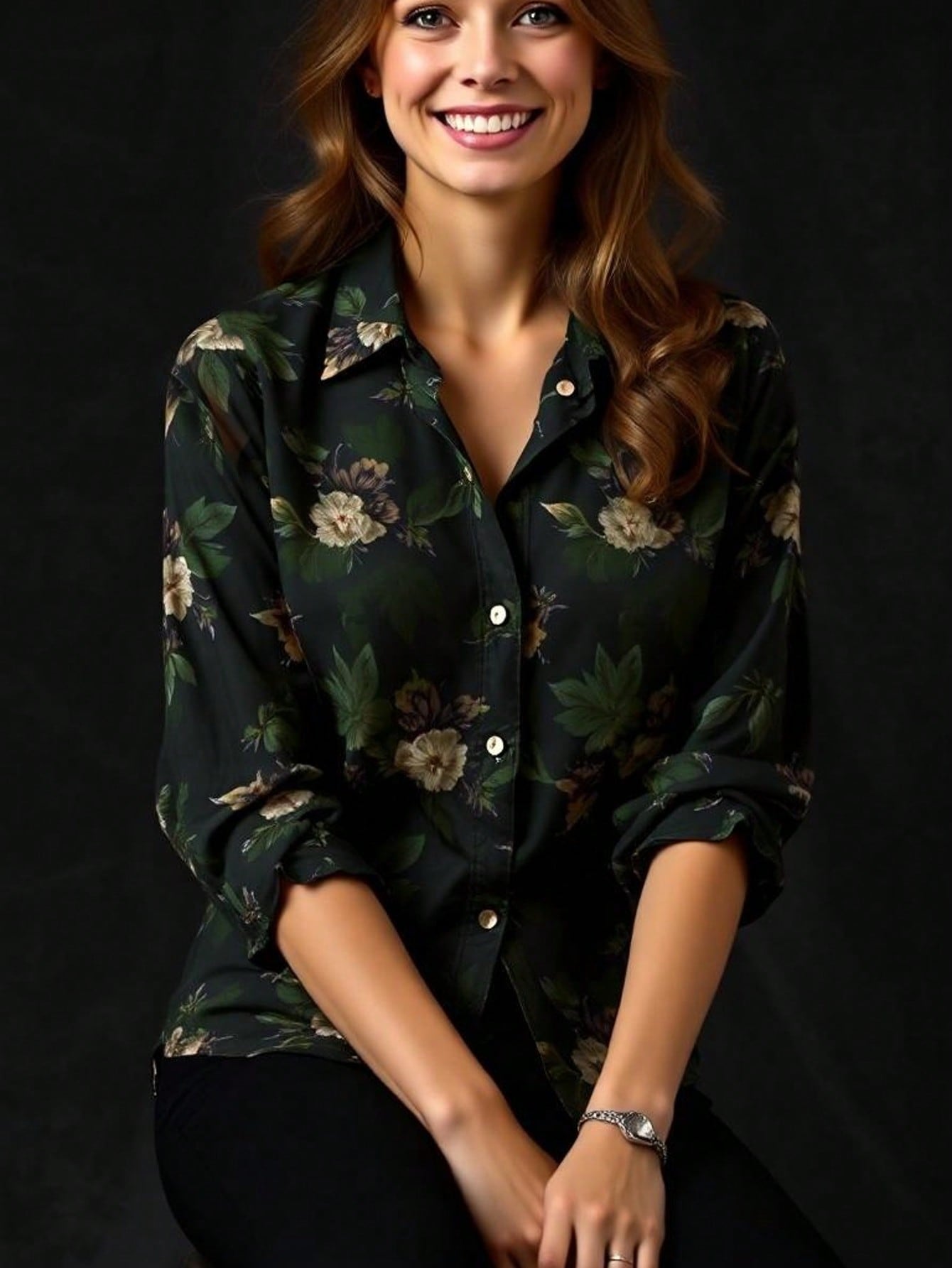 Shein Collared Regular Fit Floral Shirt