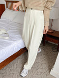Shein DAZY 1pc Women Casual Solid Color Straight Leg Zipper Stretch Pants