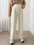Shein DAZY 1pc Women Casual Solid Color Straight Leg Zipper Stretch Pants
