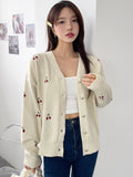 Shein DAZY Cherry Embroidery Drop Shoulder Cardigan