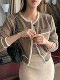 Shein DAZY Contrast Trim Button Through Cardigan