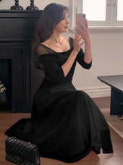 Elegant Women's Off-Shoulder Midi Flare Dress