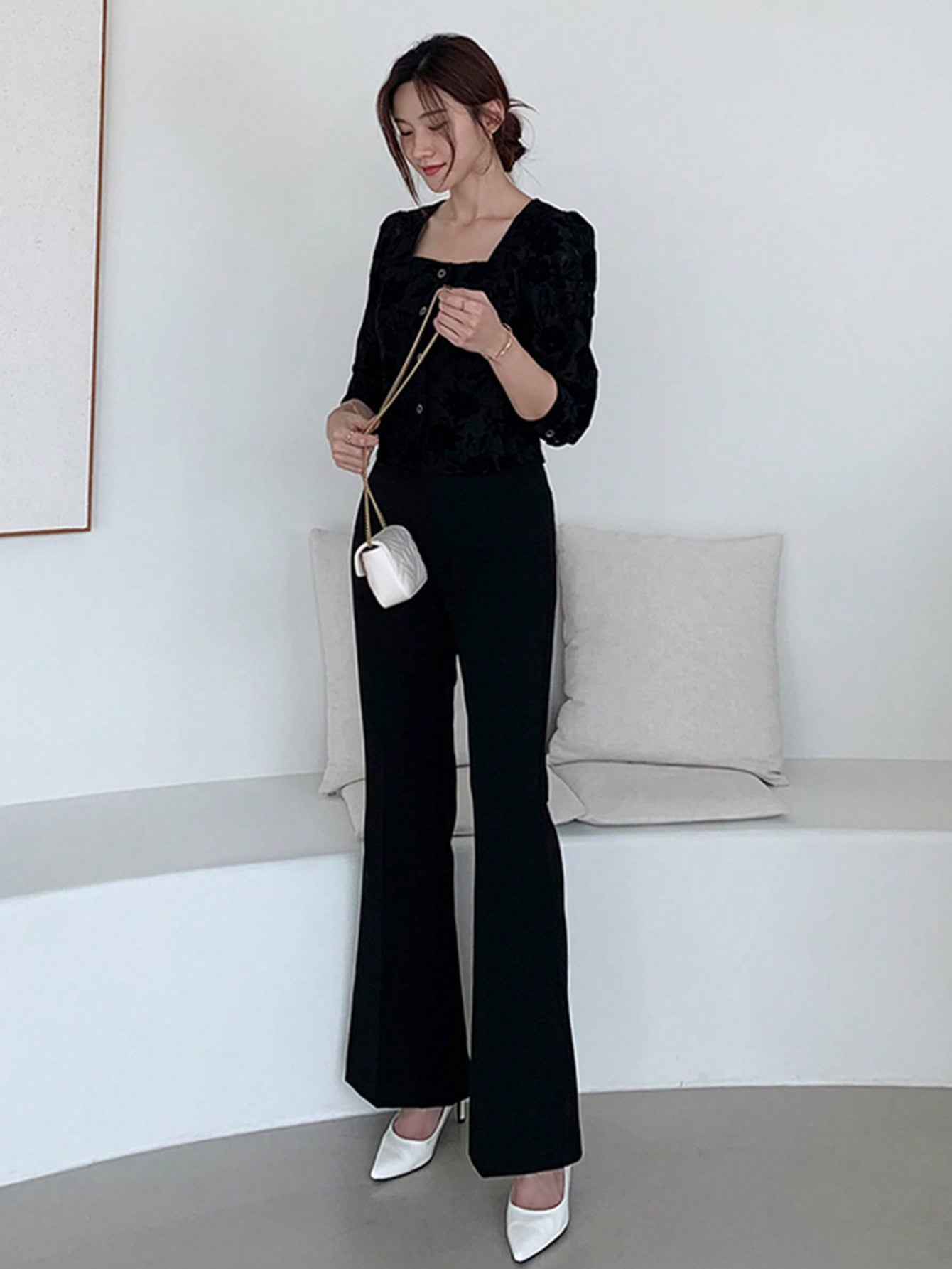 Flared Leg Casual Business Casual Women Pants