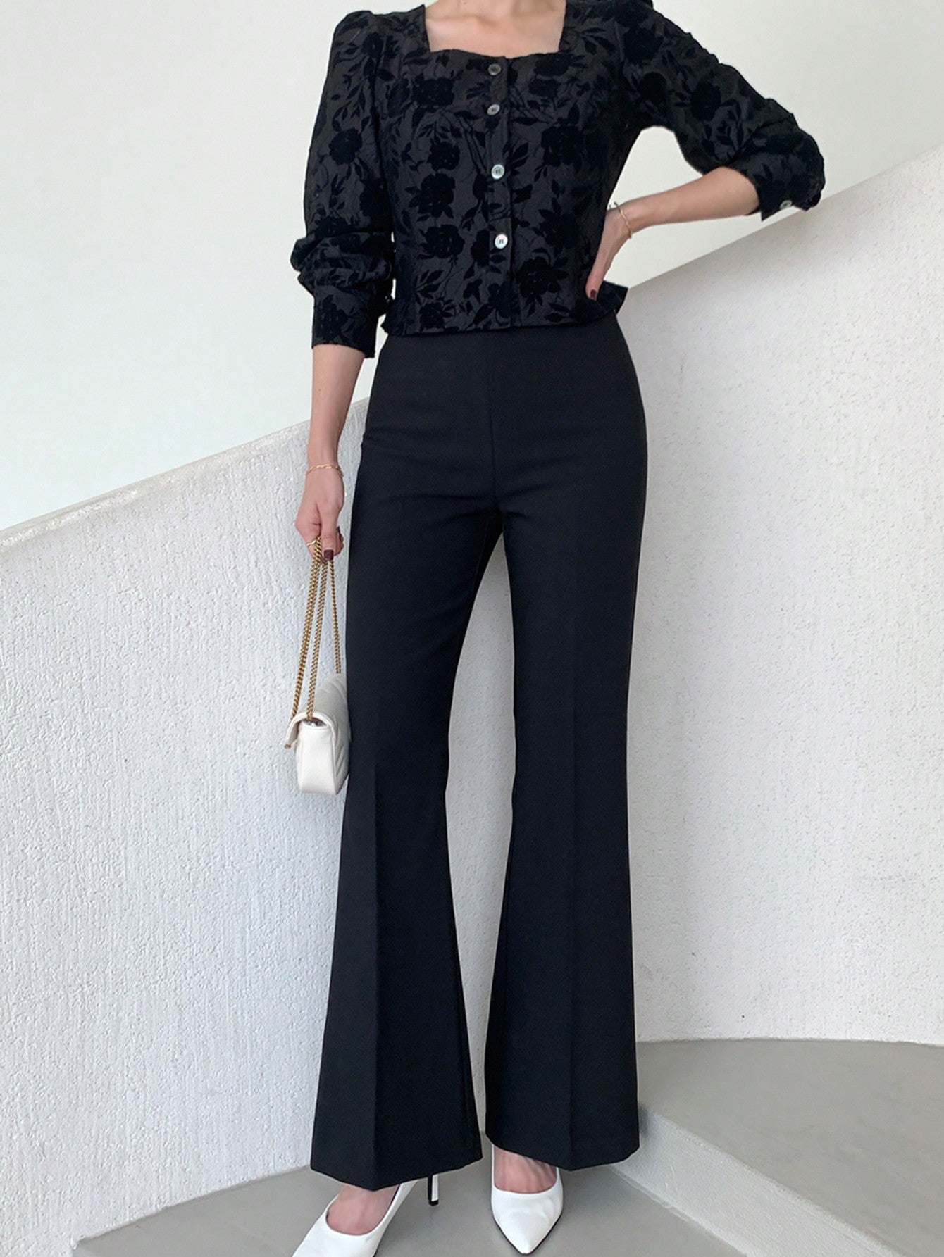 Flared Leg Casual Business Casual Women Pants