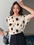 Shein DAZY Floral Print Puff Sleeve Blouse