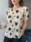 Shein DAZY Floral Print Puff Sleeve Blouse