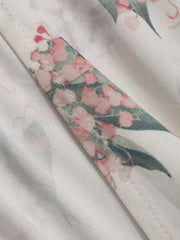 Floral Print V-Neck Wrap Tie Front Cropped Long Sleeve Shirt