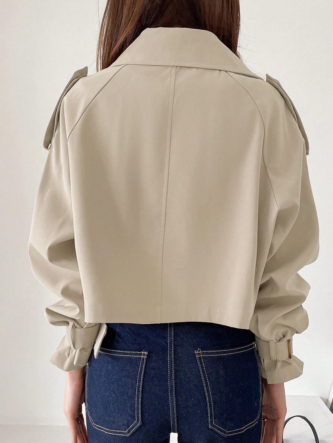 Ladies' Solid Color Simple Daily Trench Coat With Long Sleeves