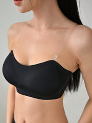 Removable Transparent Strap Bandeau Wireless Bra - Removable Padding