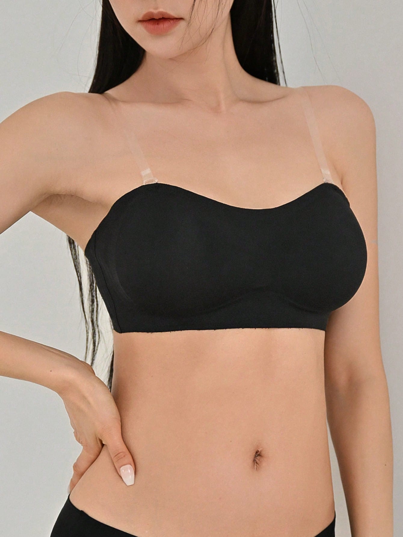 Removable Transparent Strap Bandeau Wireless Bra - Removable Padding