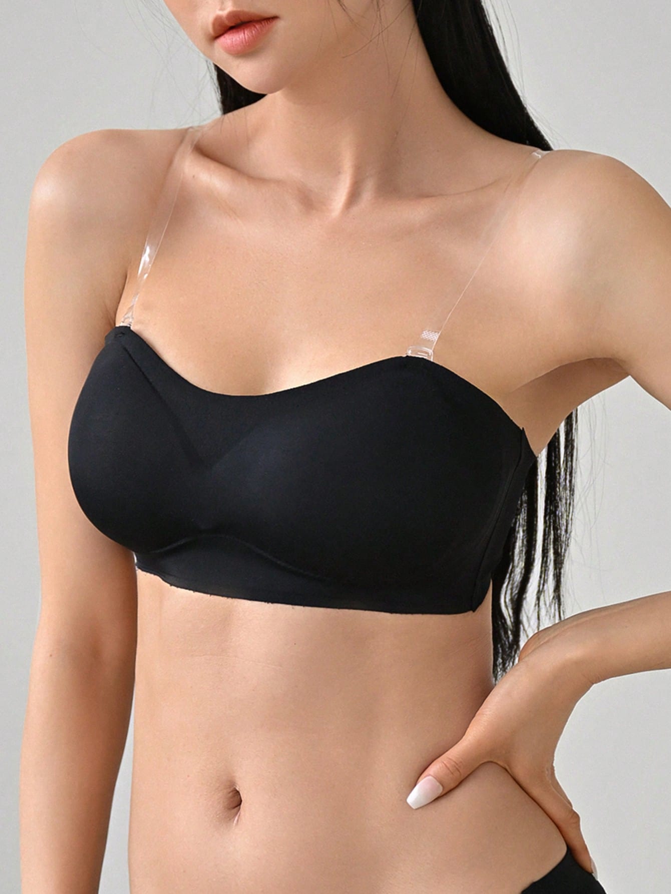 Removable Transparent Strap Bandeau Wireless Bra - Removable Padding