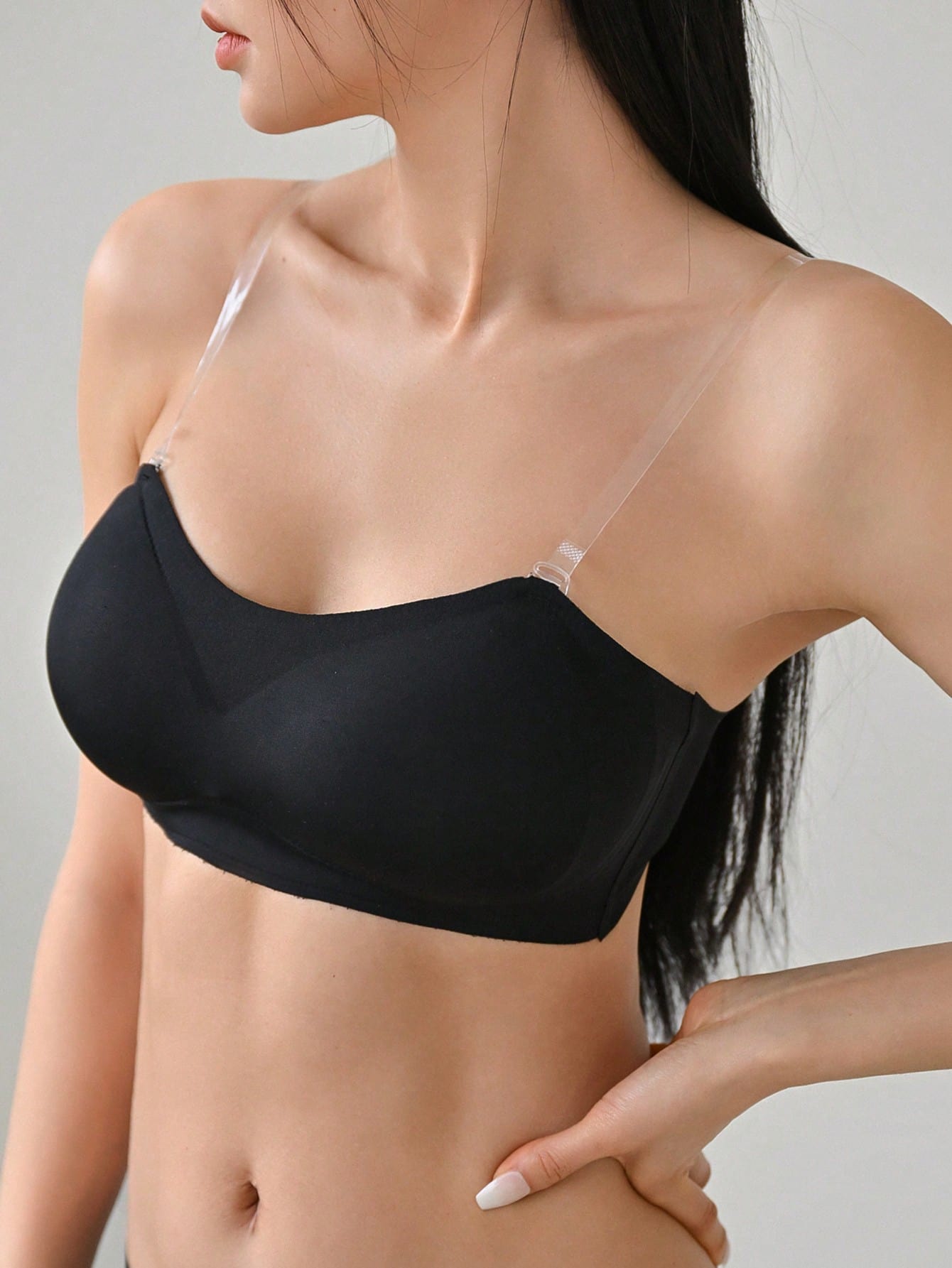 Removable Transparent Strap Bandeau Wireless Bra - Removable Padding