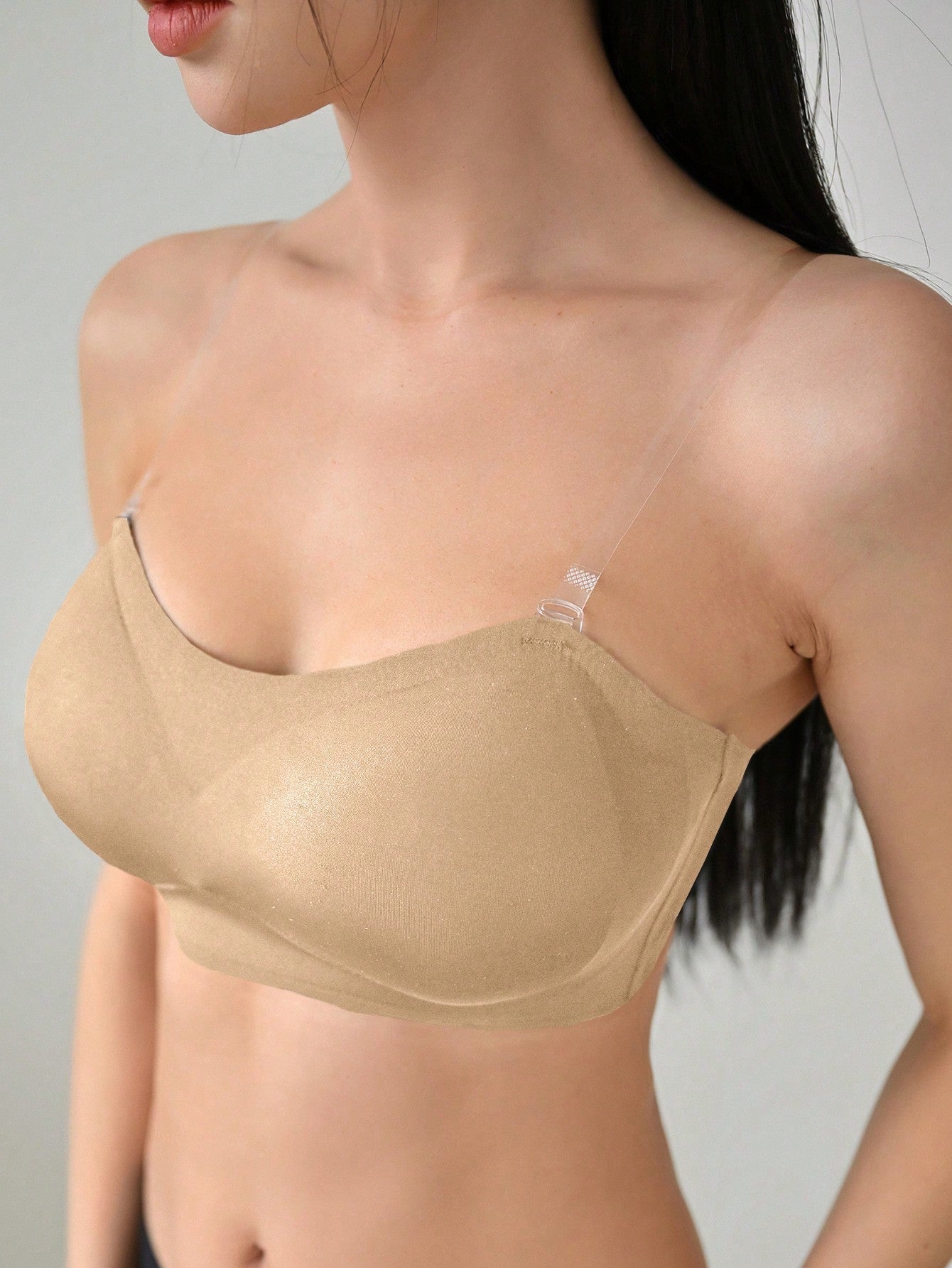 Removable Transparent Strap Strapless Wireless Bra - Removable Padding
