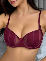 Semi-Sheer Lace Padded Sexy Bra