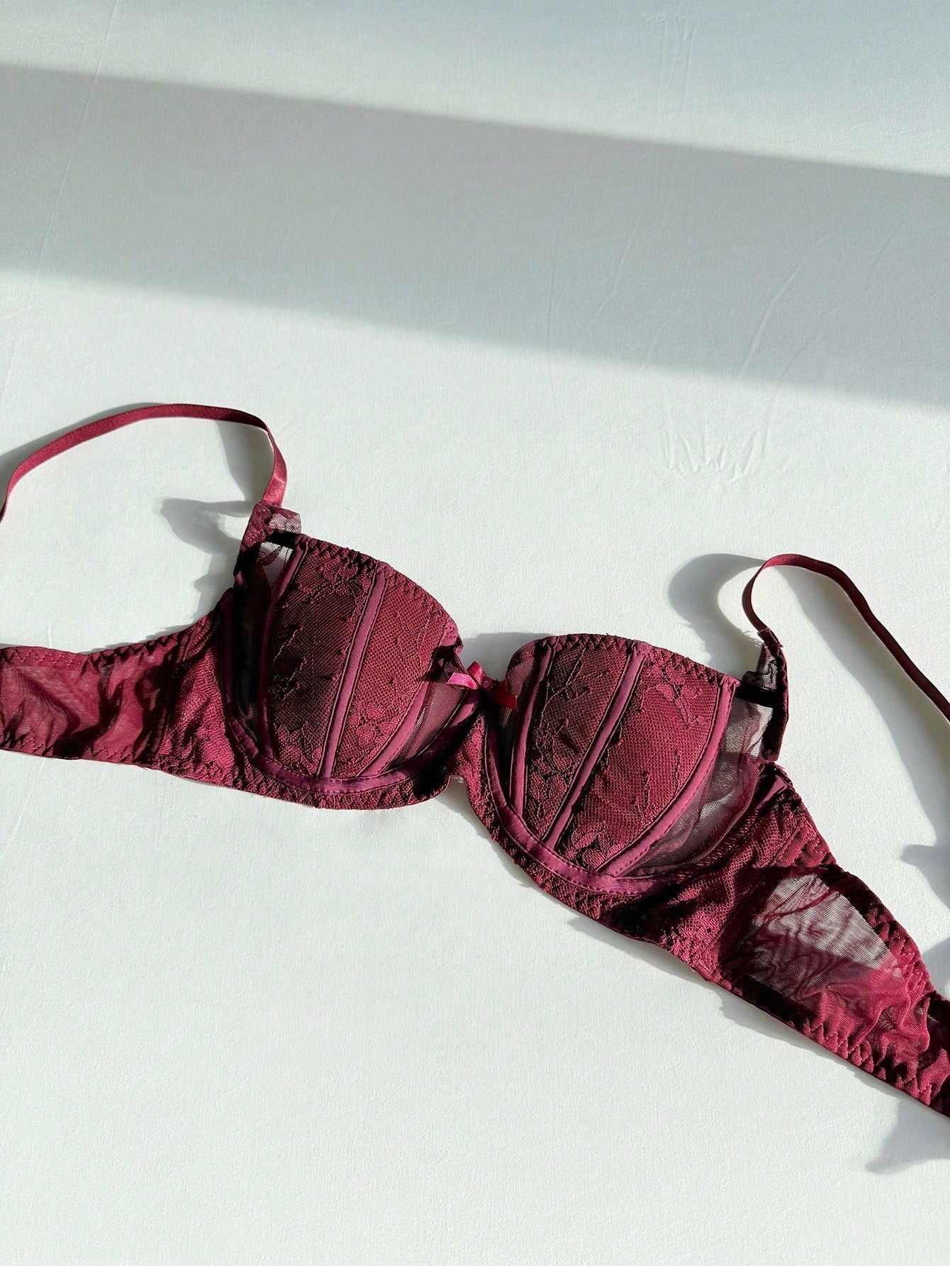 Semi-Sheer Lace Padded Sexy Bra