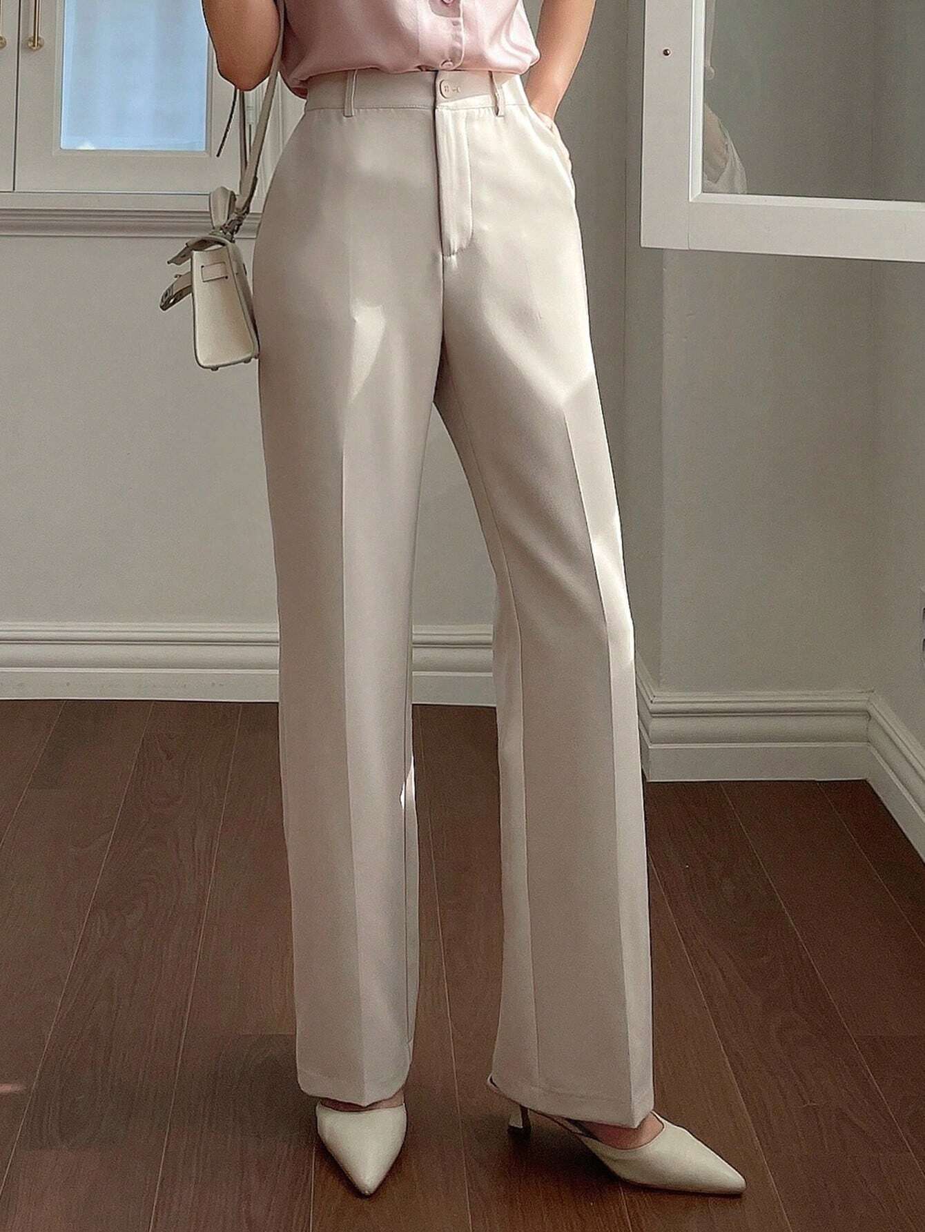 Shein DAZY Solid Color Casual Straight-Leg Trousers