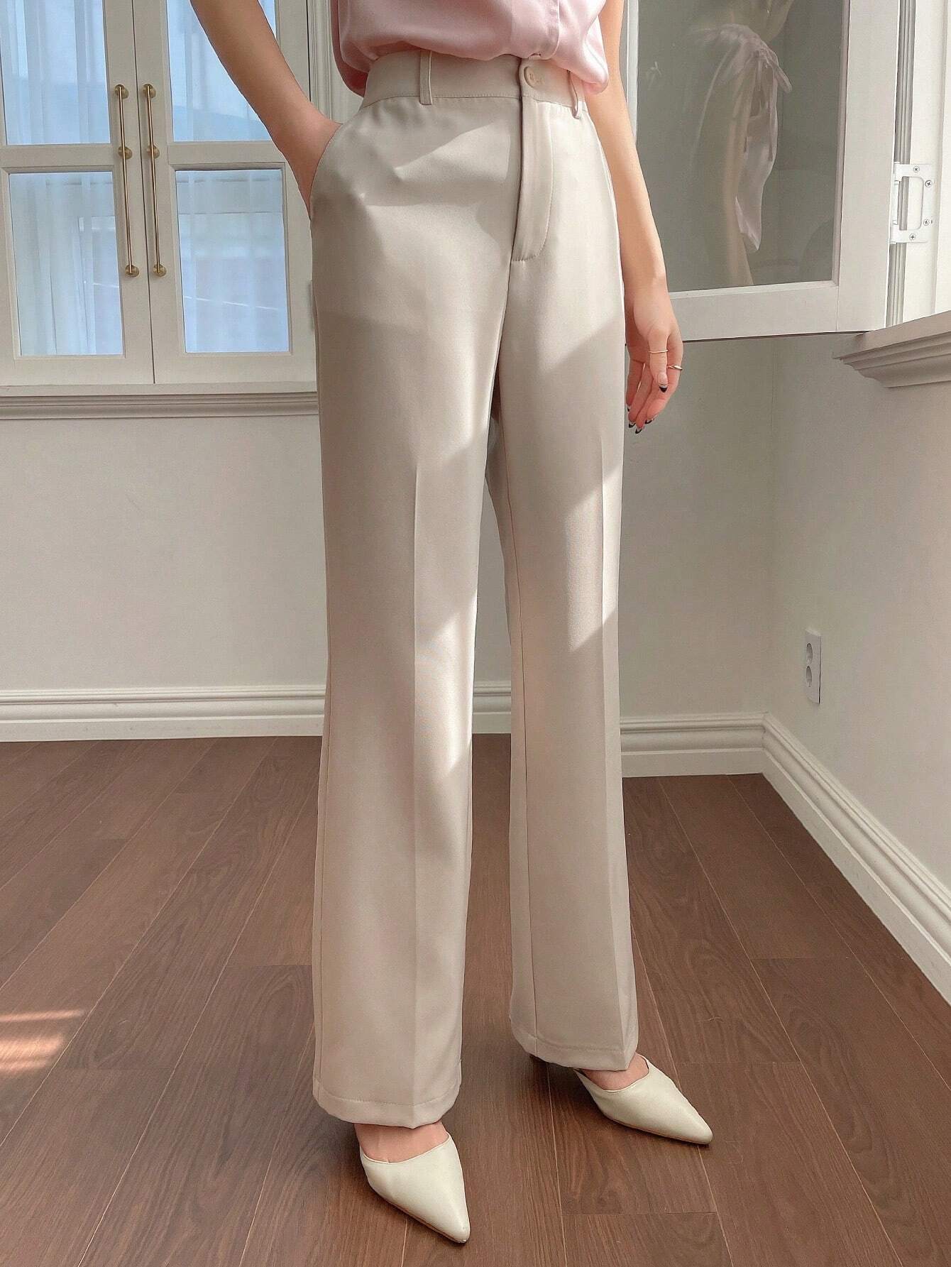 Shein DAZY Solid Color Casual Straight-Leg Trousers