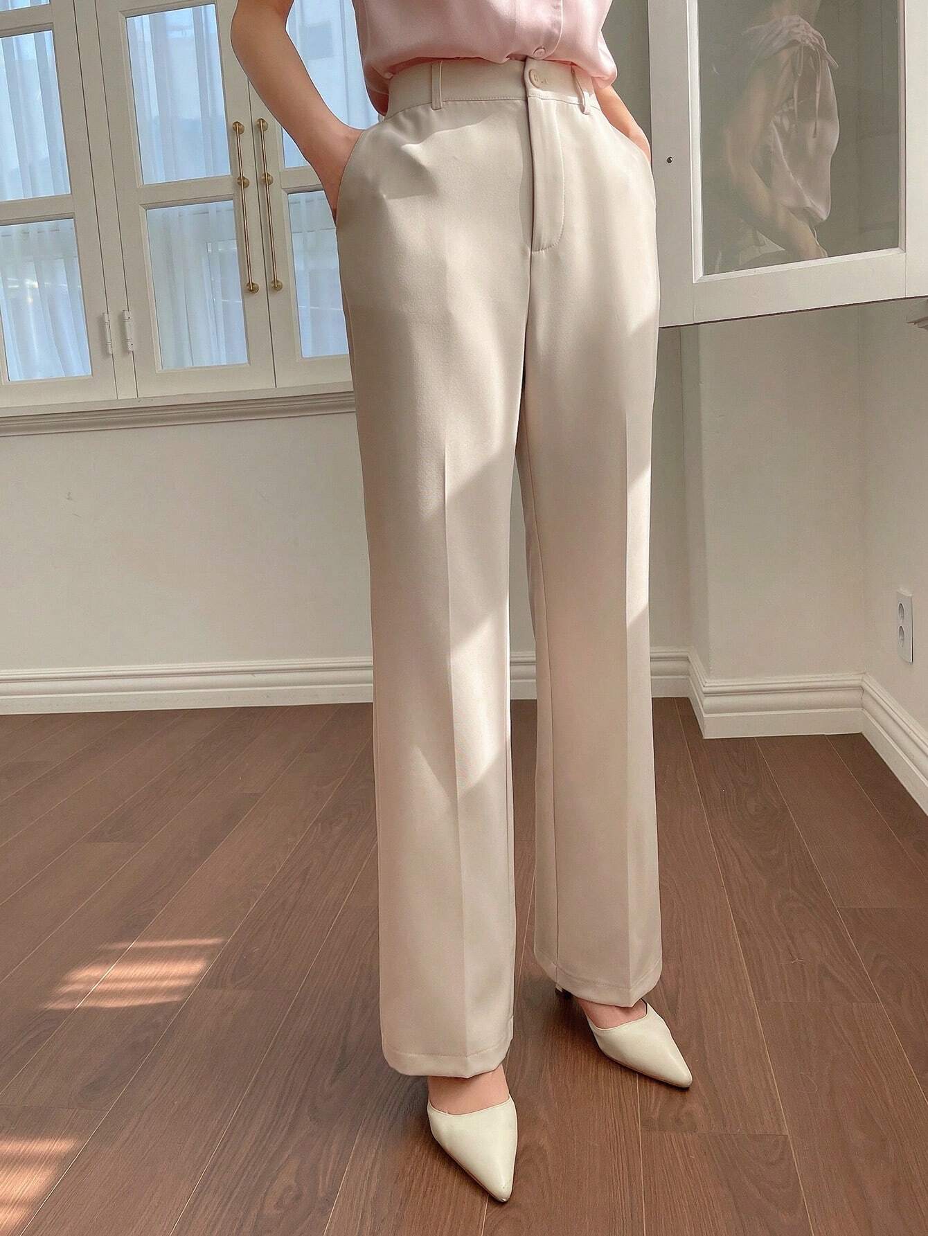 Shein DAZY Solid Color Casual Straight-Leg Trousers