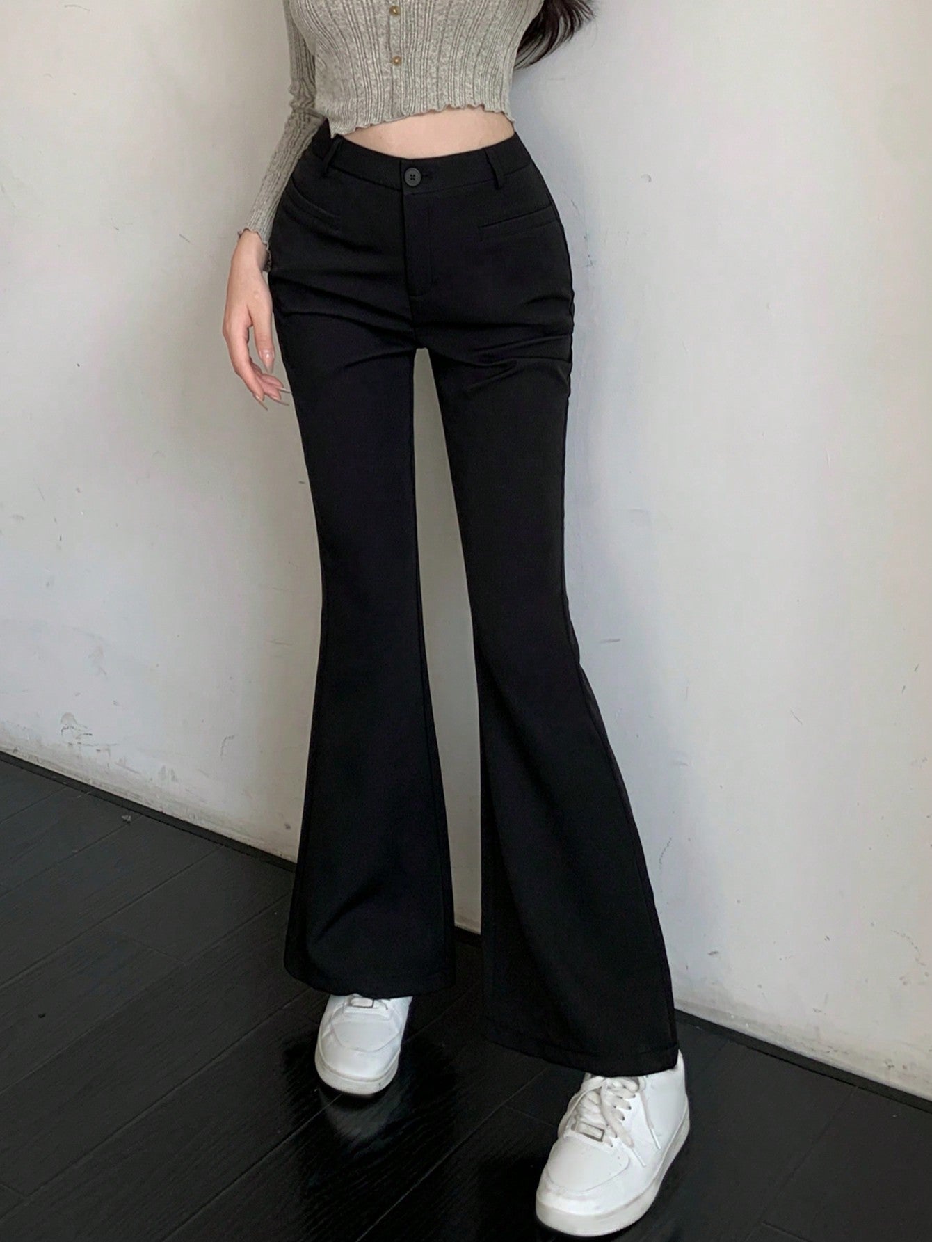 Shein DAZY Solid Color Flared Trousers