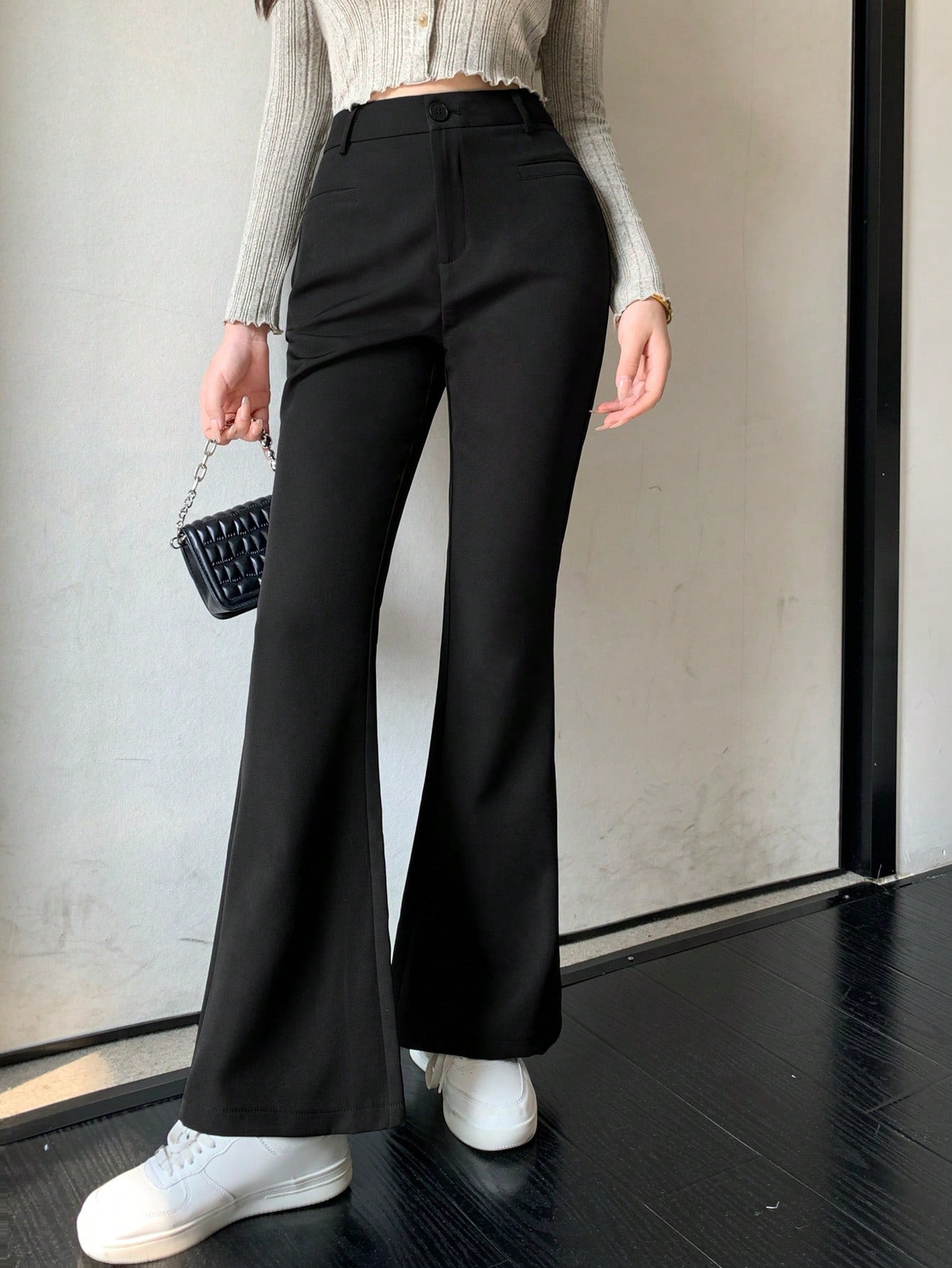 Shein DAZY Solid Color Flared Trousers