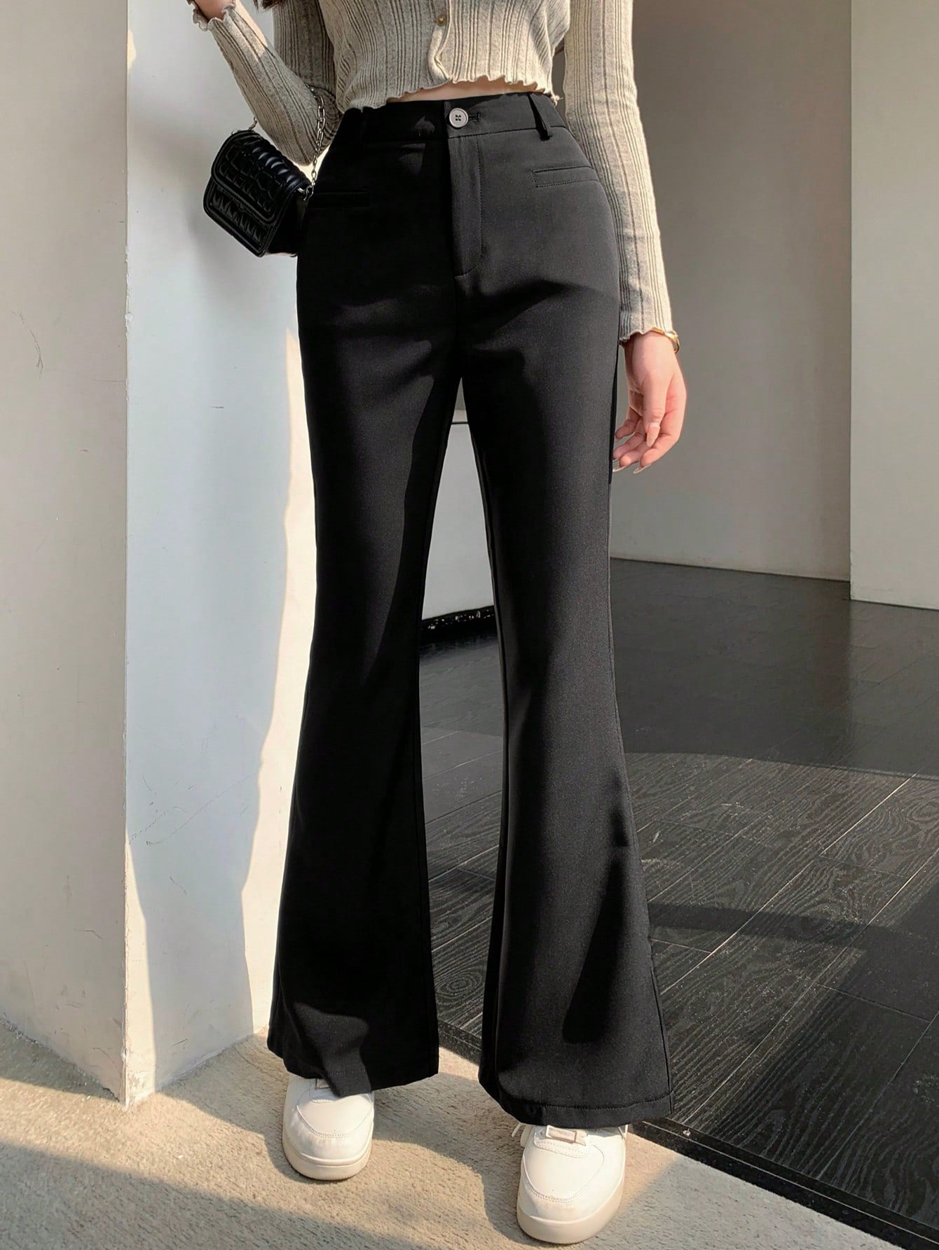 Shein DAZY Solid Color Flared Trousers
