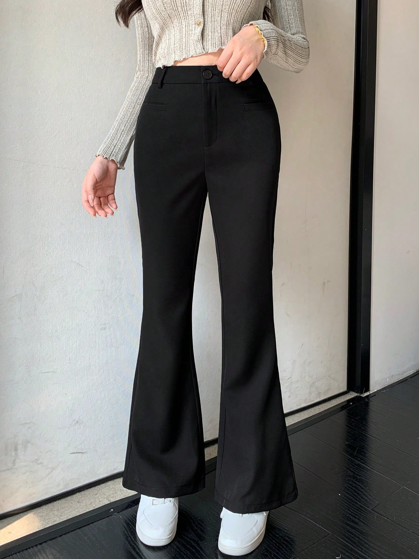 Shein DAZY Solid Color Flared Trousers