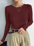 Shein DAZY Solid Ribbed Knit Sweater