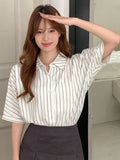 Shein DAZY Vertical Stripe Batwing Sleeve Shirt